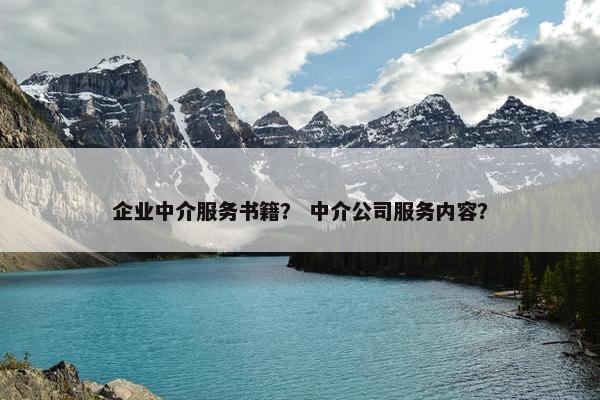 企业中介服务书籍？ 中介公司服务内容？