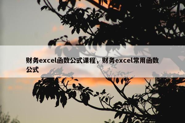 财务excel函数公式课程，财务excel常用函数公式