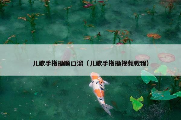 儿歌手指操顺口溜（儿歌手指操视频教程）