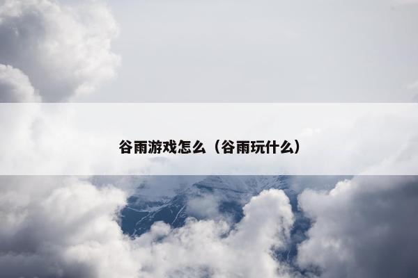 谷雨游戏怎么（谷雨玩什么）