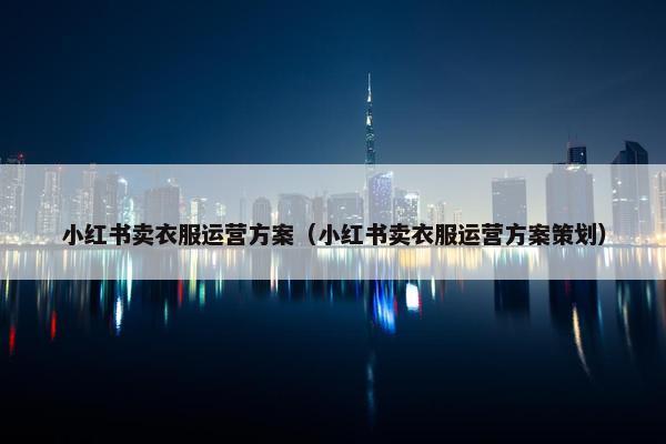 小红书卖衣服运营方案（小红书卖衣服运营方案策划）