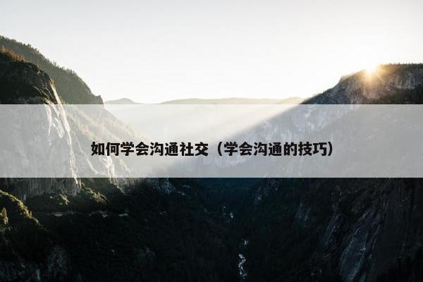 如何学会沟通社交（学会沟通的技巧）