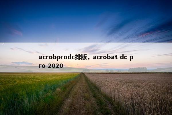 acrobprodc排版，acrobat dc pro 2020