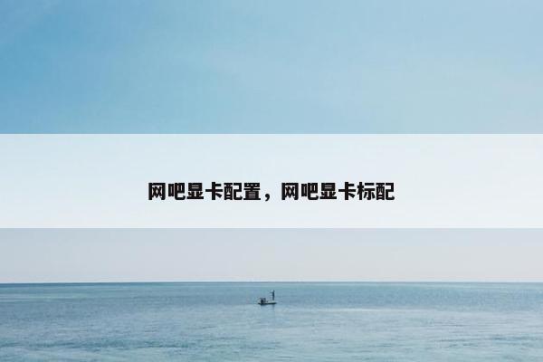 网吧显卡配置，网吧显卡标配
