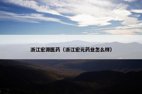 浙江宏源医药（浙江宏元药业怎么样）
