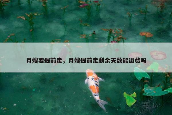 月嫂要提前走，月嫂提前走剩余天数能退费吗