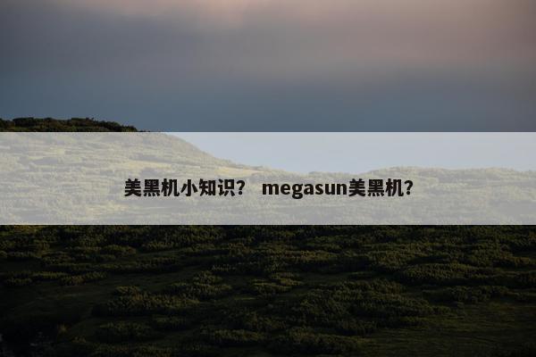 美黑机小知识？ megasun美黑机？