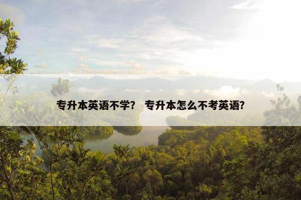 专升本英语不学？ 专升本怎么不考英语？