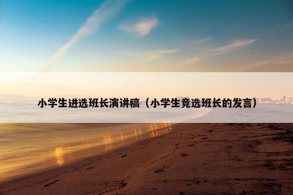 小学生进选班长演讲稿（小学生竞选班长的发言）