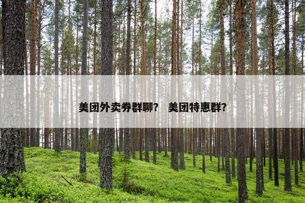美团外卖券群聊？ 美团特惠群？