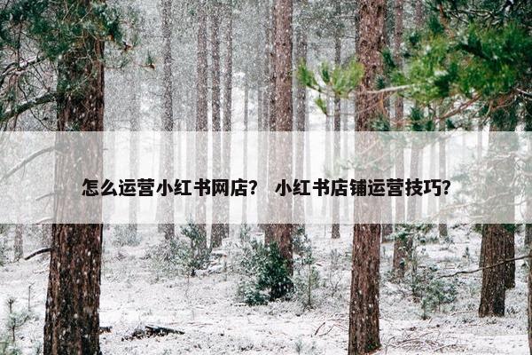 怎么运营小红书网店？ 小红书店铺运营技巧？