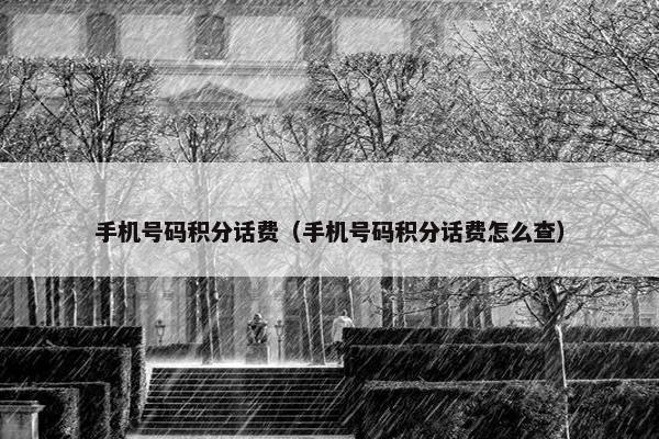 手机号码积分话费（手机号码积分话费怎么查）