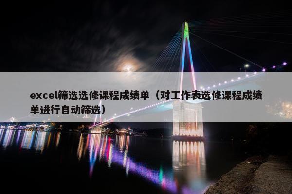 excel筛选选修课程成绩单（对工作表选修课程成绩单进行自动筛选）