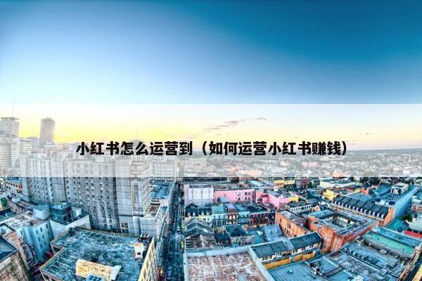 小红书怎么运营到（如何运营小红书赚钱）
