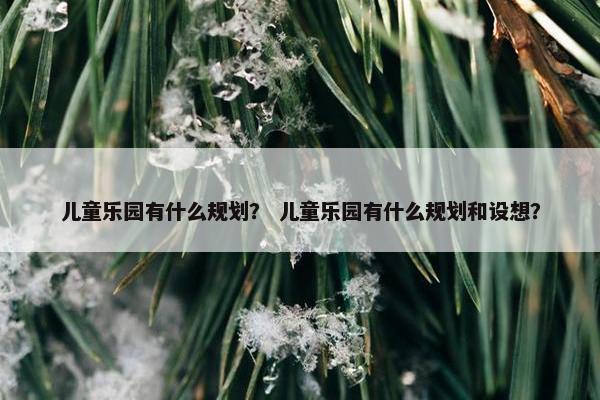 儿童乐园有什么规划？ 儿童乐园有什么规划和设想？