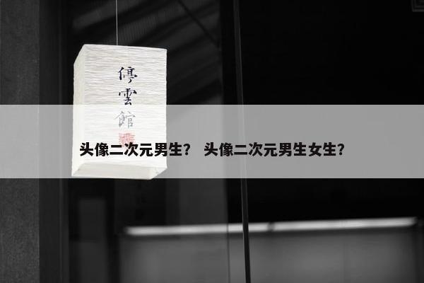 头像二次元男生？ 头像二次元男生女生？