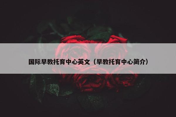 国际早教托育中心英文（早教托育中心简介）