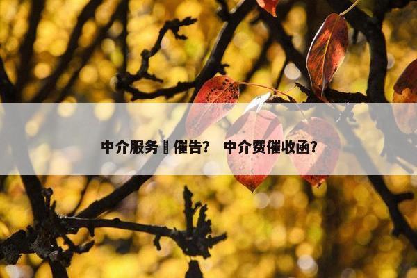 中介服务費催告？ 中介费催收函？