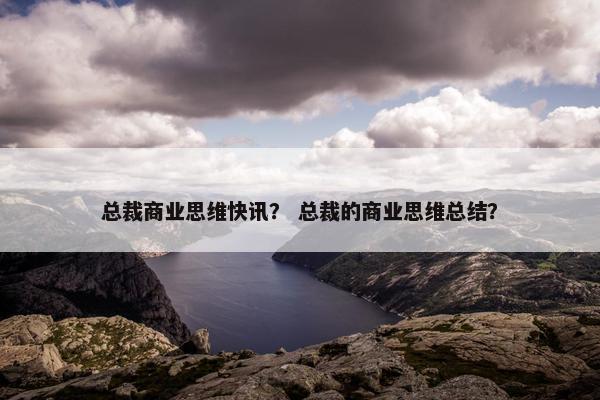 总裁商业思维快讯？ 总裁的商业思维总结？