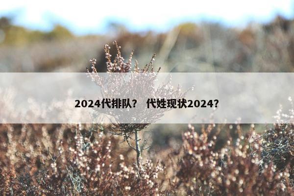 2024代排队？ 代姓现状2024？