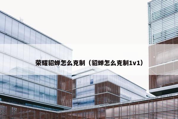 荣耀貂蝉怎么克制（貂蝉怎么克制1v1）