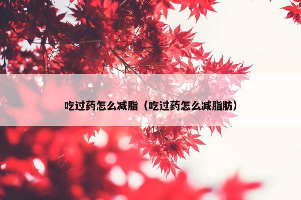 吃过药怎么减脂（吃过药怎么减脂肪）