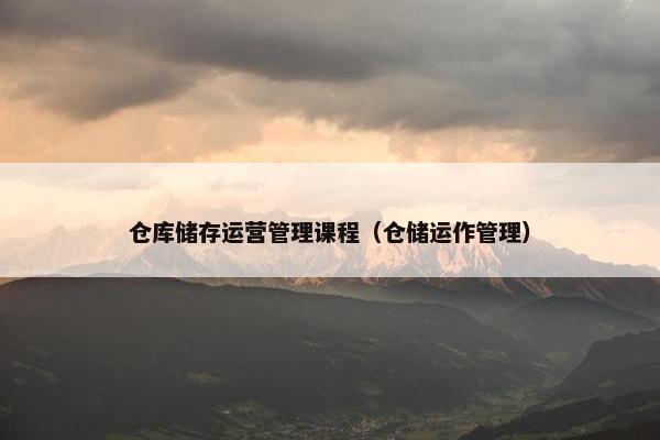 仓库储存运营管理课程（仓储运作管理）