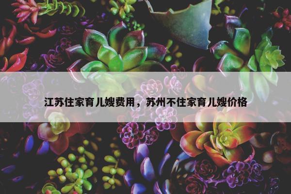 江苏住家育儿嫂费用，苏州不住家育儿嫂价格