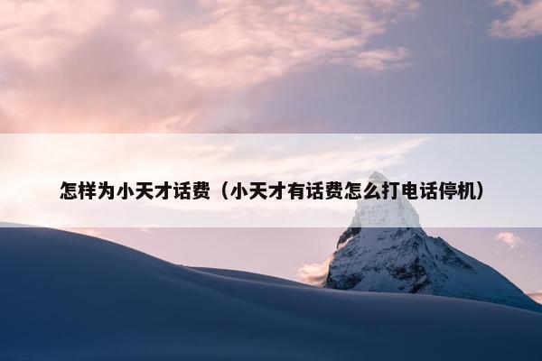 怎样为小天才话费（小天才有话费怎么打电话停机）
