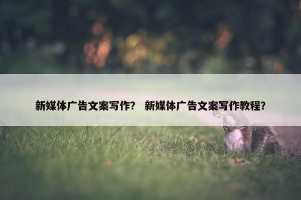 新媒体广告文案写作？ 新媒体广告文案写作教程？
