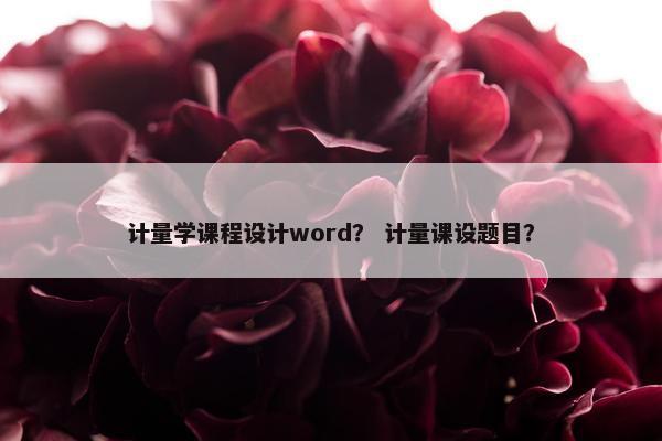 计量学课程设计word？ 计量课设题目？