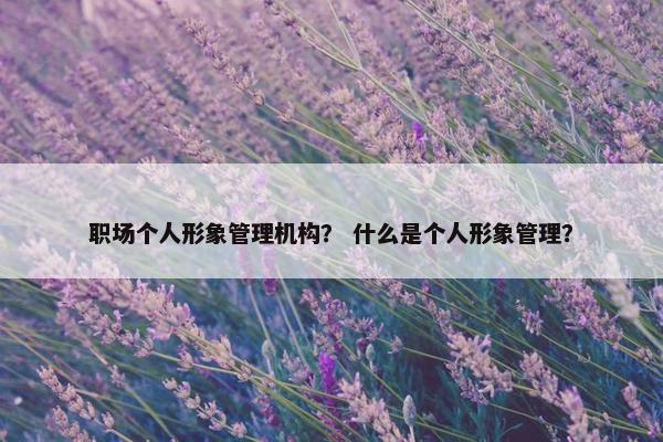 职场个人形象管理机构？ 什么是个人形象管理？
