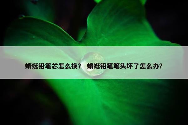 蜻蜓铅笔芯怎么换？ 蜻蜓铅笔笔头坏了怎么办？