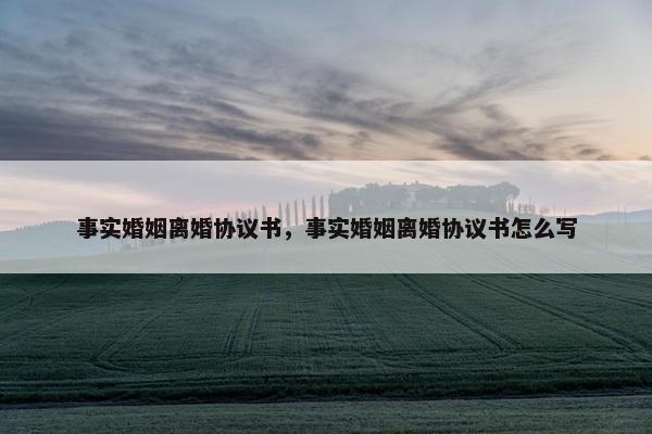事实婚姻离婚协议书，事实婚姻离婚协议书怎么写
