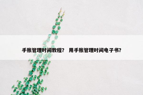 手账管理时间教程？ 用手账管理时间电子书？