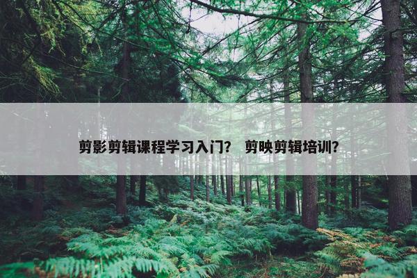 剪影剪辑课程学习入门？ 剪映剪辑培训？