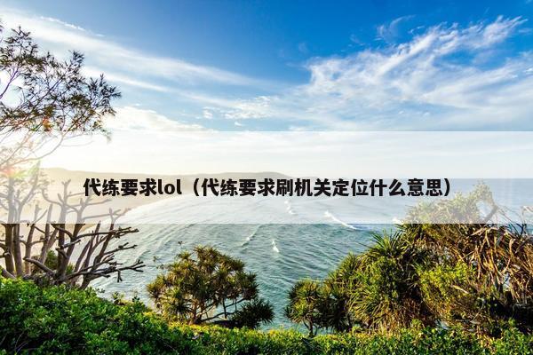 代练要求lol（代练要求刷机关定位什么意思）