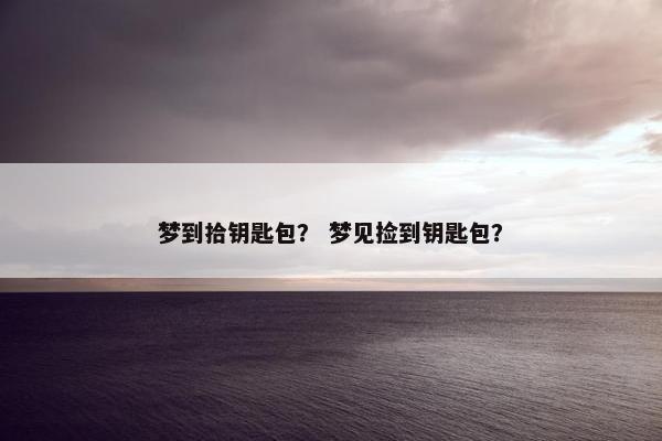 梦到拾钥匙包？ 梦见捡到钥匙包？