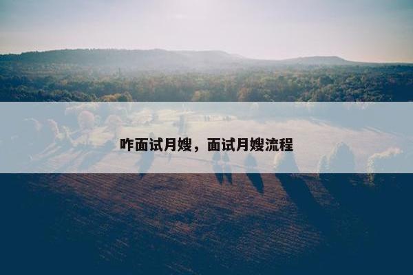 咋面试月嫂，面试月嫂流程