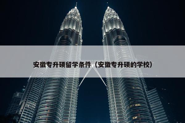 安徽专升硕留学条件（安徽专升硕的学校）