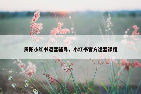 贵阳小红书运营辅导，小红书官方运营课程