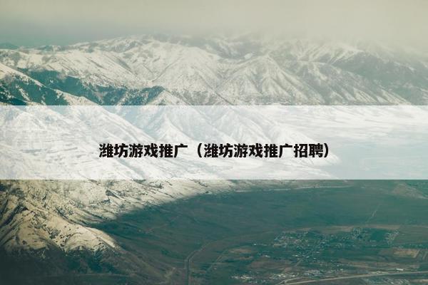 潍坊游戏推广（潍坊游戏推广招聘）