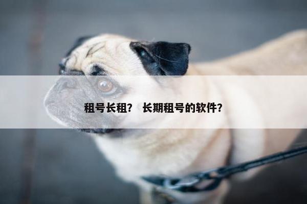 租号长租？ 长期租号的软件？