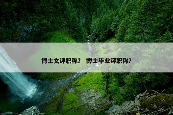 博士文评职称？ 博士毕业评职称？