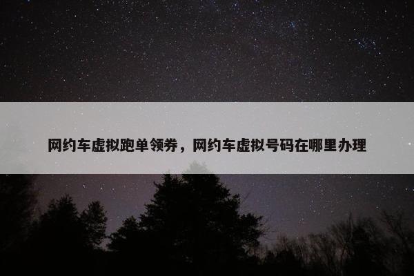 网约车虚拟跑单领券，网约车虚拟号码在哪里办理
