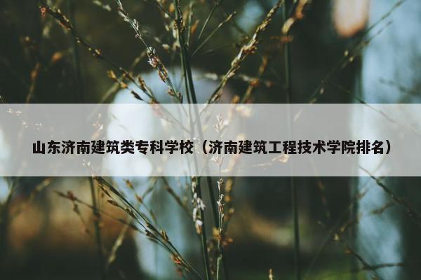 山东济南建筑类专科学校（济南建筑工程技术学院排名）