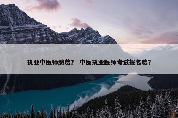执业中医师缴费？ 中医执业医师考试报名费？