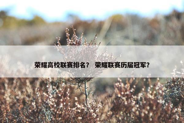 荣耀高校联赛排名？ 荣耀联赛历届冠军？