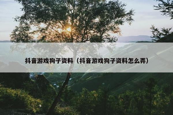 抖音游戏狗子资料（抖音游戏狗子资料怎么弄）