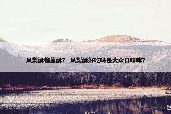 凤梨酥榴莲酥？ 凤梨酥好吃吗是大众口味嘛？